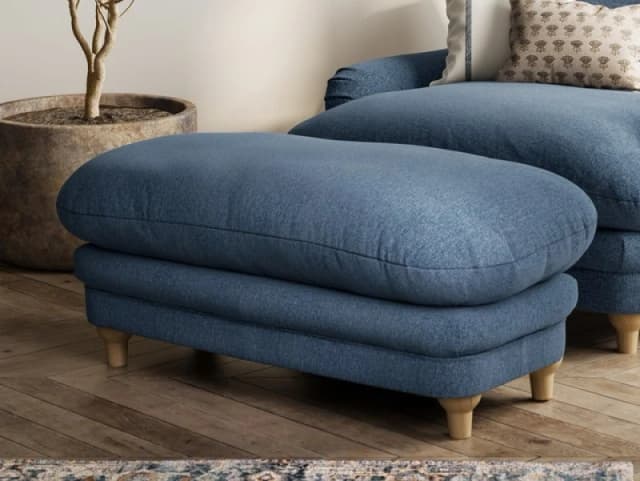 LPD Plumpton Denim Blue Fabric Foot Stool