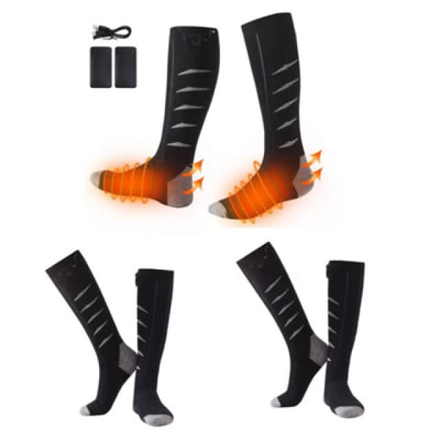 Ezysleep Ezysleep 2 Pairs of Rechargeable Heated Socks in Grey Grey One Size Unisex 5034567875776