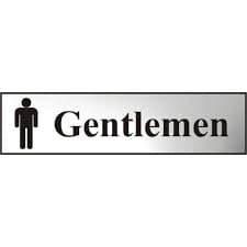 ASEC Gentlemen 200mm x 50mm Chrome Self Adhesive Sign