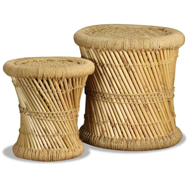 VIDAXL Stools 2 pcs Bamboo and Jute Vidaxl 8718475530909