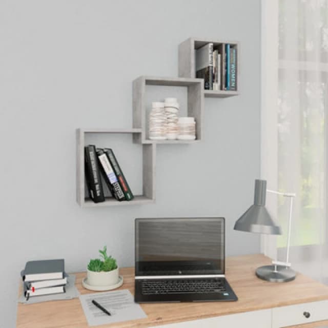 Vidaxl Cube Wall Shelf Concrete Grey 68X15X68cm Engineered Wood