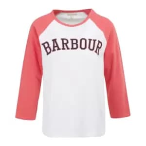 Barbour Womens Northumberland Tee White/Pink Punch 12