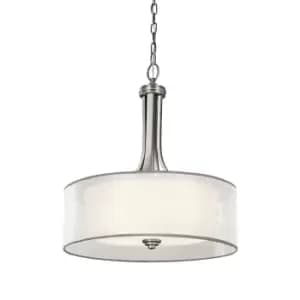Ceiling Pendant Light Fitting White Organza Shade Antique Pewter LED E27 60W