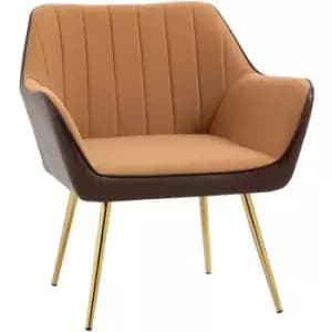 Homcom - Accent Chairs Velvet Armchairs for Living Room and Bedroom Light Brown