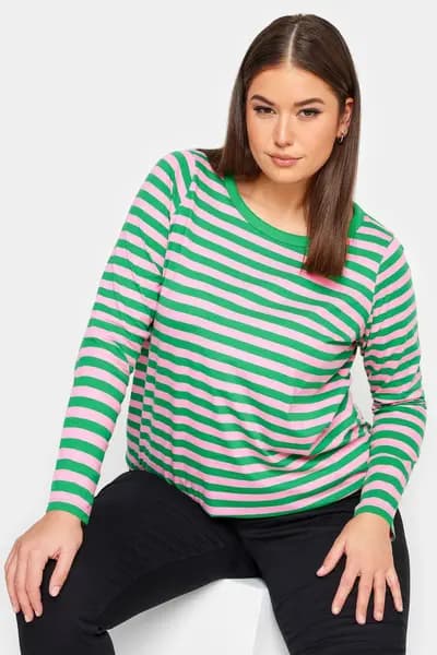 Yours Printed Long Sleeve T-Shirt Green