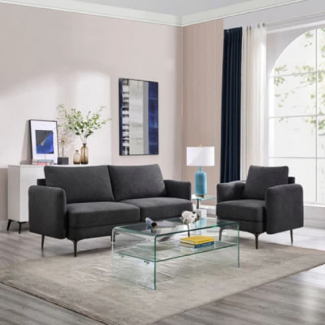 More4Homes Sofia 1+3 Seater Fabric Sofa Set Charcoal