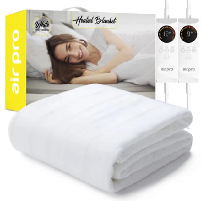 Air Pro Electric Blanket - Fully Fitted Mattress Cover With Elastic Straps - Detachable Dual Controllers - Double - 135X190Cm