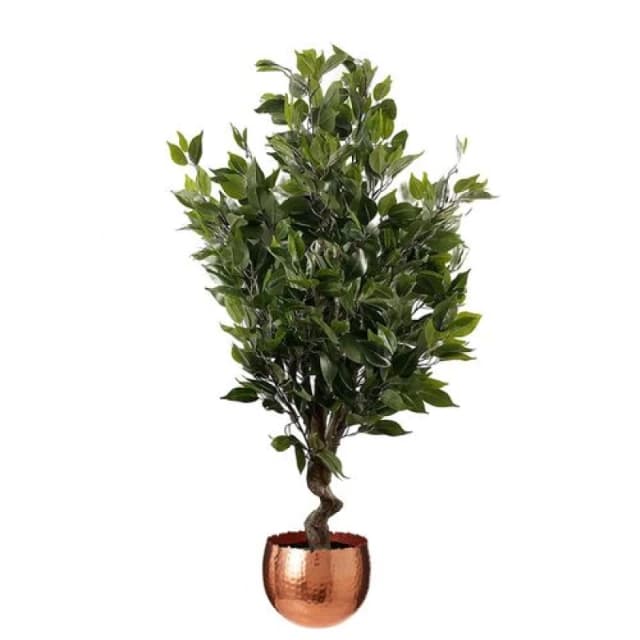 Leaf 110cm Artificial Evergreen Twist Ficus Tree Copper Curve Planter