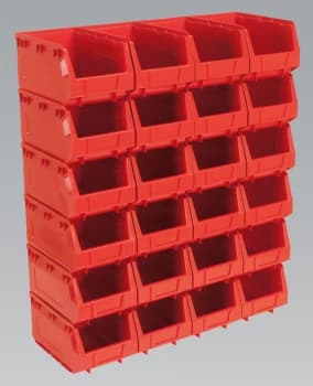 Sealey TPS324R Plastic Storage Bin 150 x 240 x 130mm - Red Pack of 24