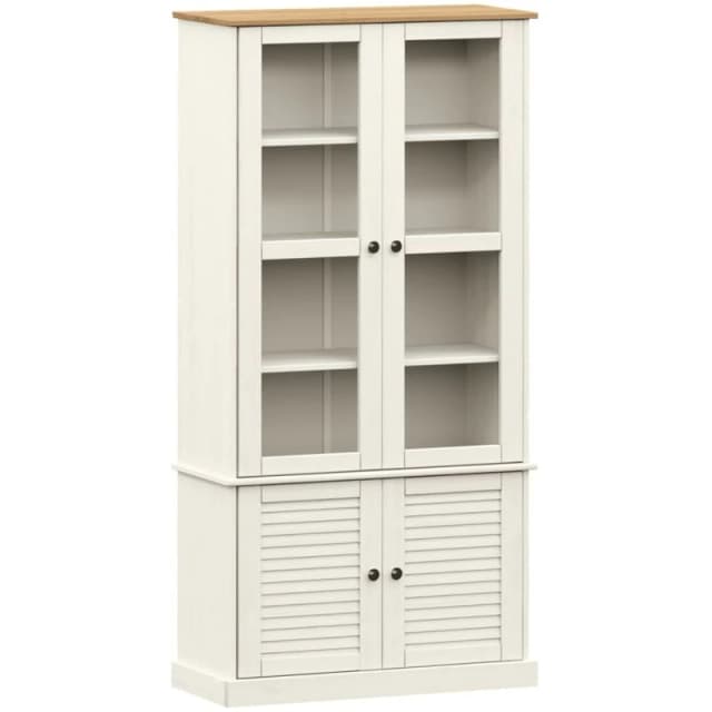 VIDAXL Glass Display Cabinet vigo White 85x35x170cm Solid Wood Pine Vidaxl 8720845846084