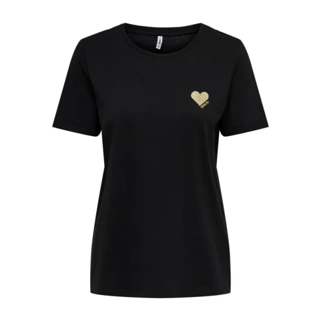 Only Small Heart Print T-Shirt Black Women XS;S;M;L;XL