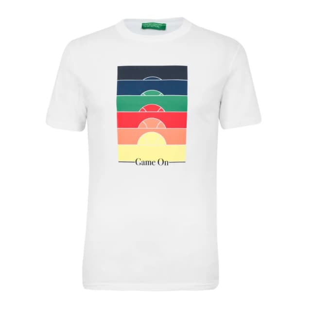 United Colors of Benetton Regular Fit Short Sleeved Print Tee - White White XS