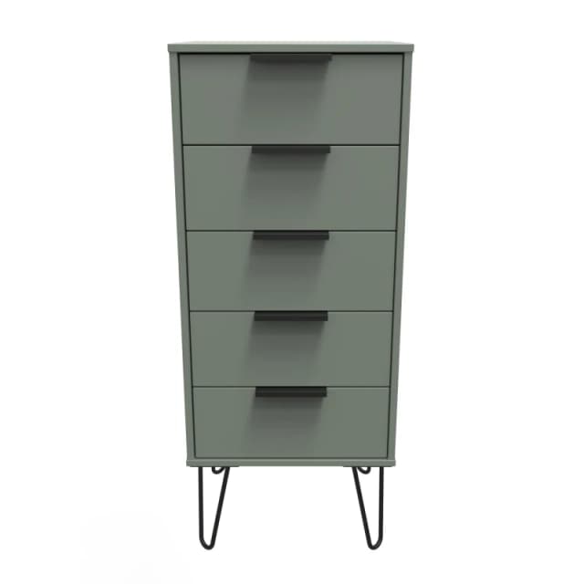 Ready Assembled 2 U Fuji 5 Drawer Tall Bedside (Ready Assembled) in Pale Green Pale Green Unisex