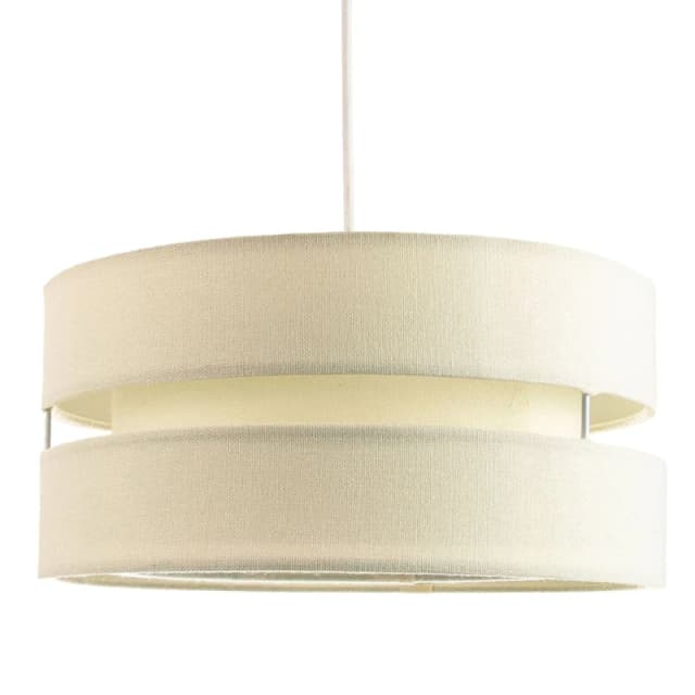 Happy Homewares Contemporary Linen Fabric Triple Tier Ceiling Pendant Light Shade in Cream Size: 14" Cream Unisex 14"