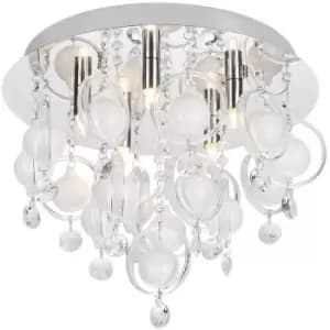 Zumaline Gressa Crystal Ceiling Light, Chrome, 5x G9