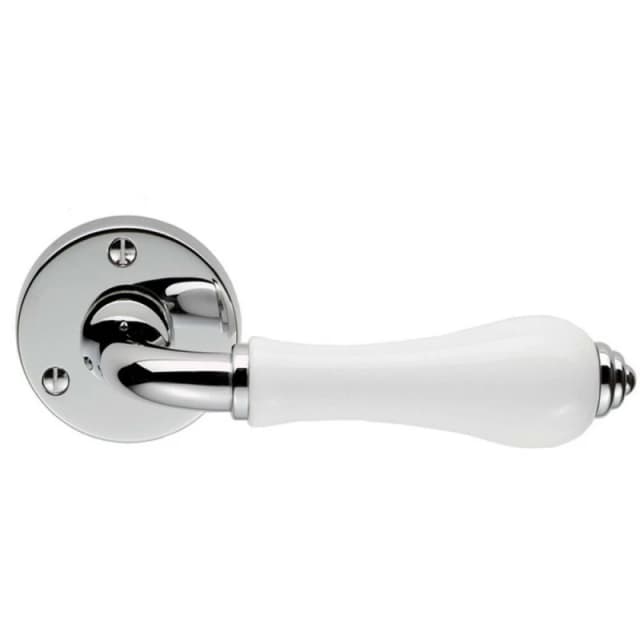Loops PAIR Porcelain Handle with Ringed Detailing 58mm Round Rose Polished Chrome Multi