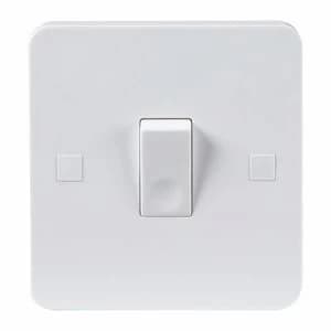 KnightsBridge Pure 9mm 20A White 1G Double Pole 230V Electric Wall Plate Switch