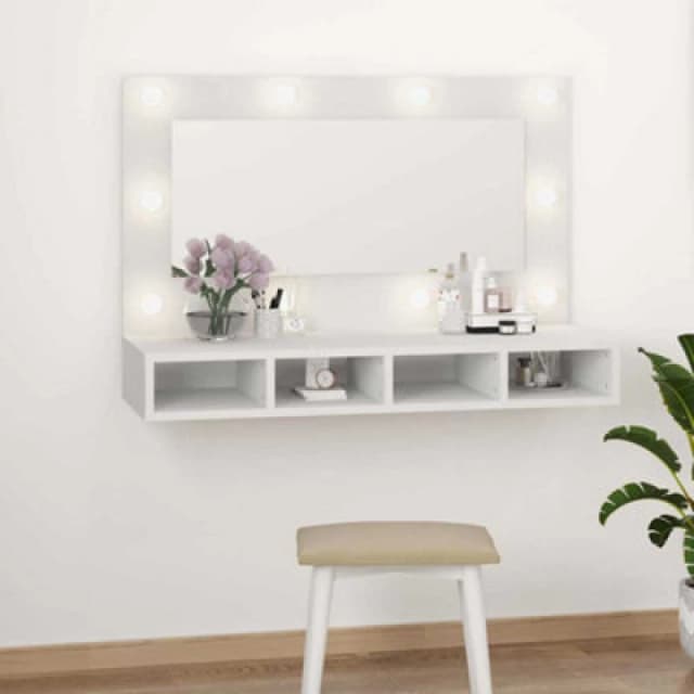 vidaXL Mirror Cabinet with LED White 90x31.5x62 cm, White 808891