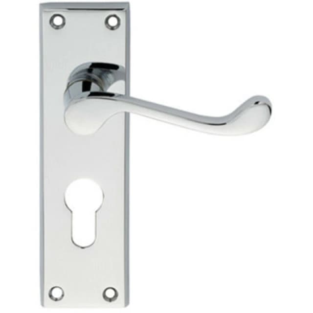 Loops PAIR Victorian Scroll Lever on Euro Lock Backplate 150 x 43mm Polished Chrome Multi
