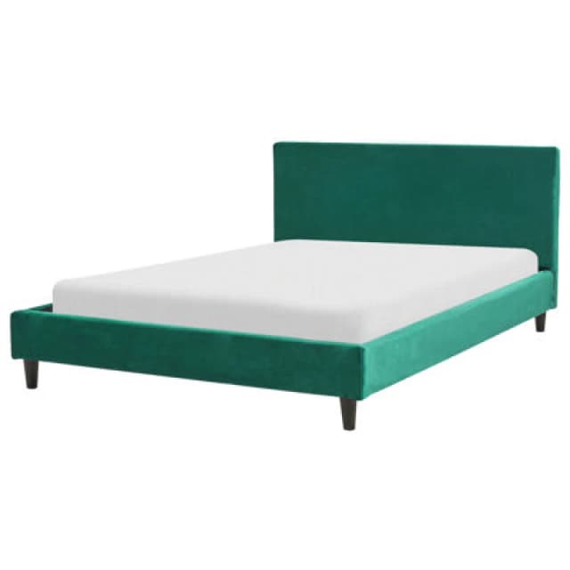 Beliani Bed Velvet Fitou 140 X 200 Cm (Eu Double) Dark Green