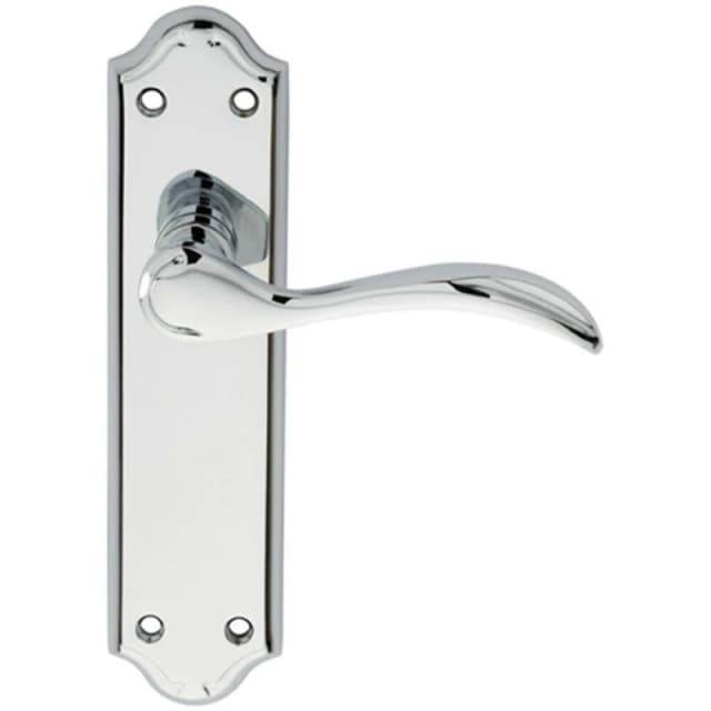 Loops PAIR Curved Door Handle Lever on Latch Backplate 180 x 45mm Polished Chrome Multi
