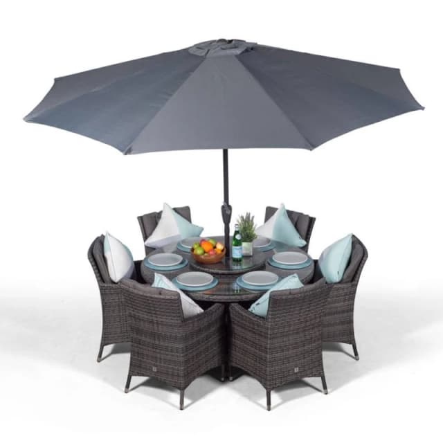Thats Furniture Savannah Round 6 Seater Rattan Patio Dining Set in Grey Grey Unisex