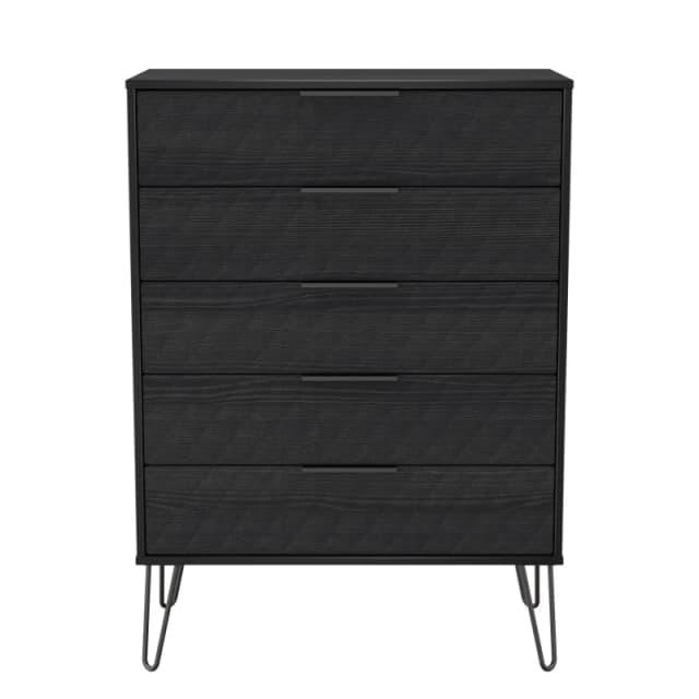Ready Assembled 2 U Islay 5 Drawer Chest (Ready Assembled) in Black Size: Large Black Unisex Large