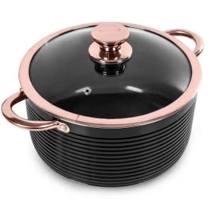 Tower Linear 24cm Casserole Dish - Black/Rose Gold