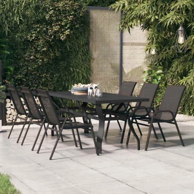 VIDAXL Garden Table Black 180x80x70cm Steel and Glass Vidaxl 8720286849958