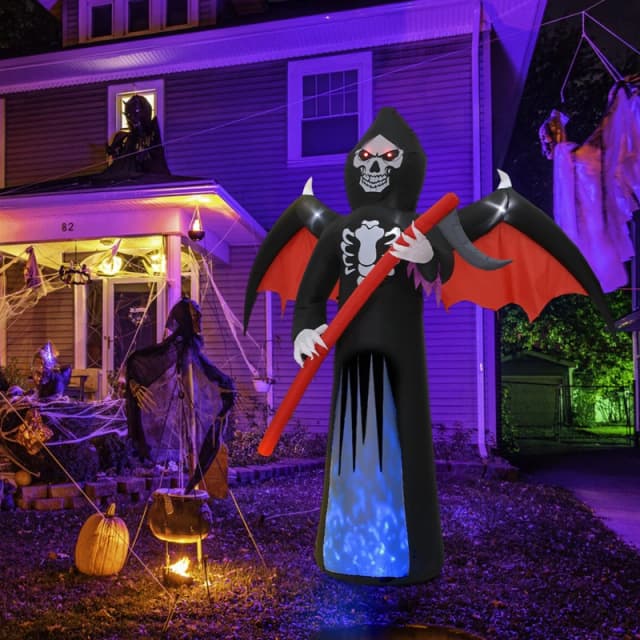 LIFE IDEAS 240cm Halloween Grim Reaper Inflatable Redblack unisex One size