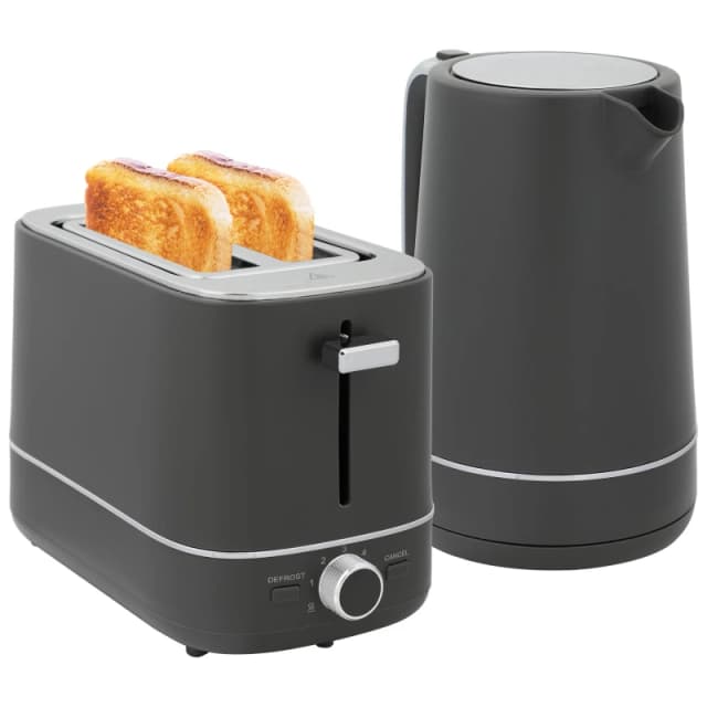 HOMCOM 1.7L 3000W Fast Boil Electric Kettle and 2 Slice Toaster Set - Grey TJ Hughes 5063603427358