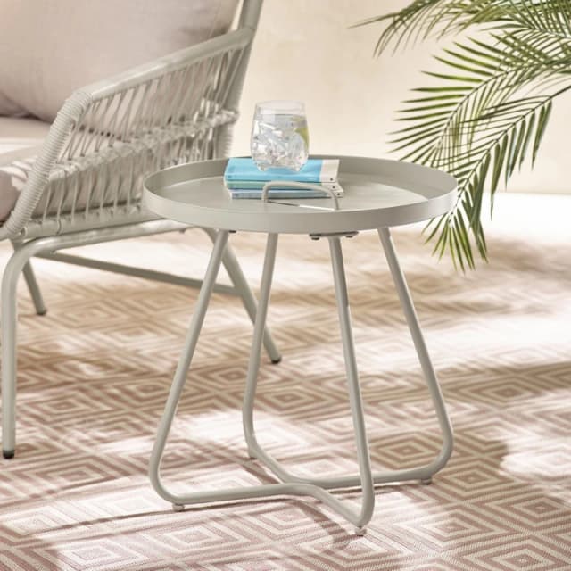 FurnitureboxUK FurnitureboxUK Lyon Metal Outdoor Round Side Table in Cream Cream One Size Unisex 5056784305225