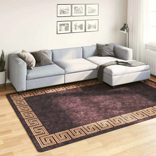 VIDAXL Rug Washable 190x300cm Black and Gold Anti Slip Vidaxl 8720286653661