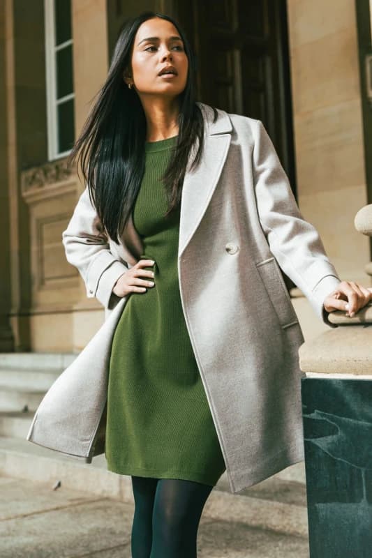 Roman Womens Petite Double Breasted Tailored Coat in Camel Size: 18 Camel Female 18