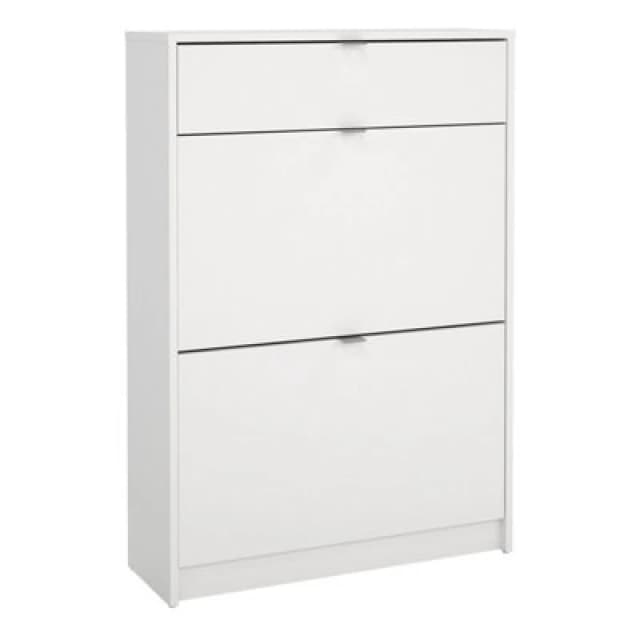 Furniture To Go Shoes Shoe Cabinet 2 Flip Down Doors + 1 Drawer In White