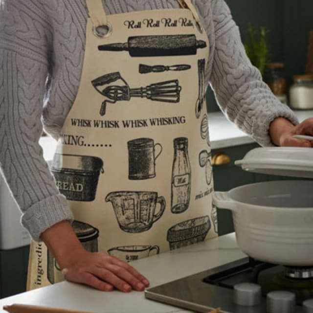 Ulster Weavers 'Baking' Graphic Print PVC/Oil cloth Apron Beige