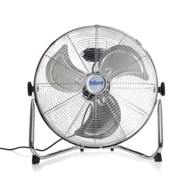 Futura 14" Floor Fan High Velocity Portable Chrome Fan Adjustable 3 Speed Standing Industrial Large Cooling Metal Gym Fan