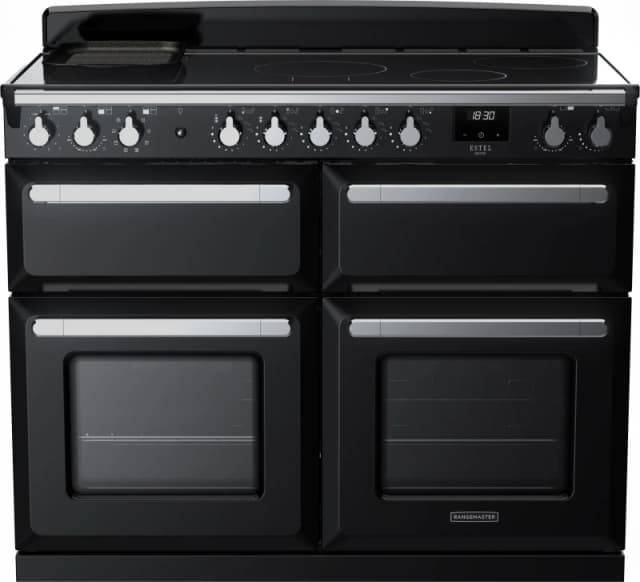 Rangemaster Estel Deluxe ESDLB110EIPGBL/CM1 110cm Electric Range Cooker with Induction Hob - Black / Chrome - A Rated