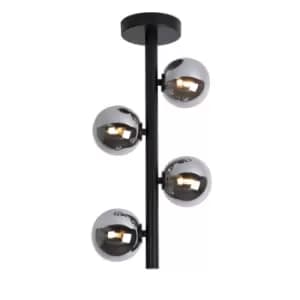 Tycho Retro Flush Ceiling Light - Ø25cm - 4xG9 - Black