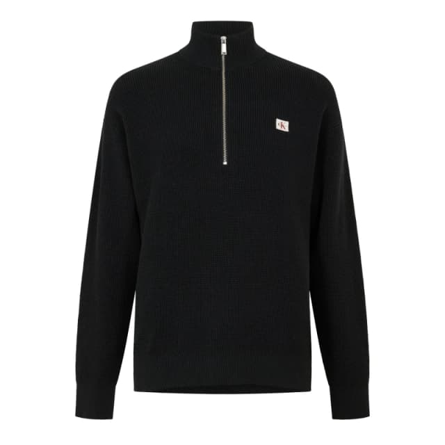 Calvin Klein Jeans Mens Waffle Knitted Crew Neck Jumper Black male S