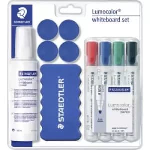 Staedtler 613 S Lumocolor Whiteboard Set 613 S Whiteboard marker Black, Blue, Red, Green incl. whiteboard eraser, cleaner and magnets 4 pcs/pack