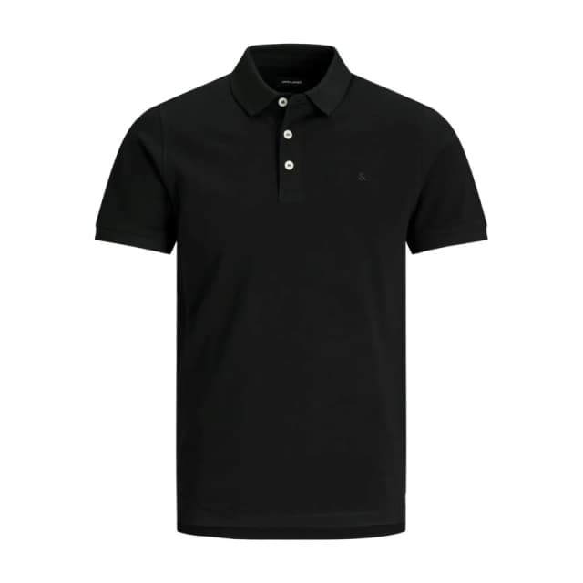 Jack and Jones Paulos Tipped Pique Short Sleeve Polo Shirt - Black S