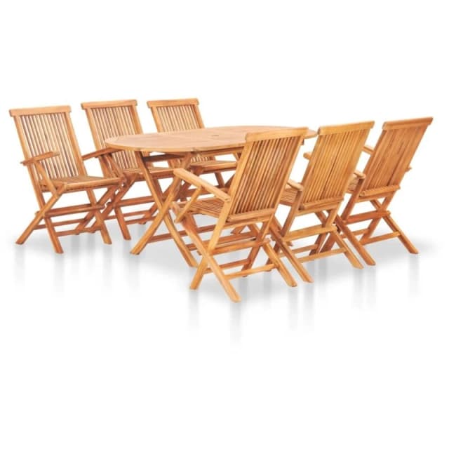 VIDAXL 7 Piece Folding Outdoor Dining Set Solid Teak Wood Vidaxl 48999
