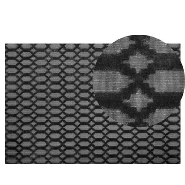 Beliani Rug Cizre Dark Grey 140 X 200 Cm Viscose