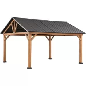 Cedar wood Gazebo KERLING in Black - 336cm x 400cm