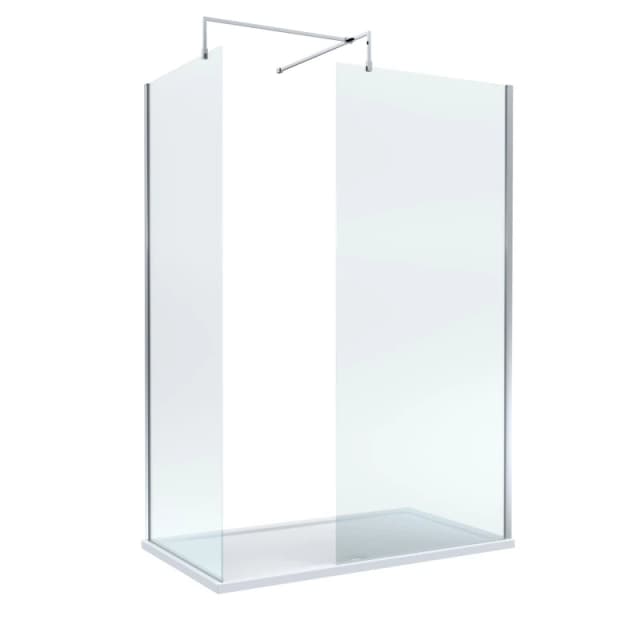Balterley 8mm Glass Wetroom Screens Chrome Profile and Tray 1400 x 900mm White