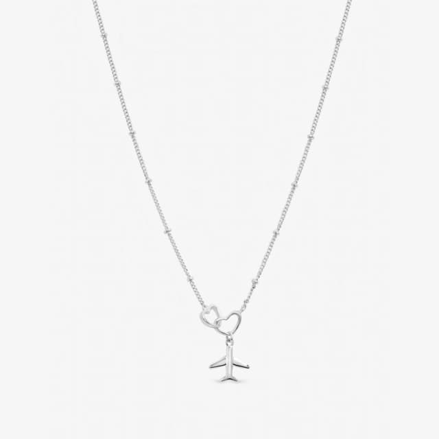 Inicio Sterling Silver Plated Plane Necklace - Gift Pouch Pendant Necklaces One Size Silver 73783611000