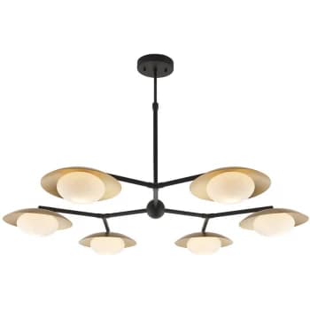 Merano Tivoli 6 Light Ceiling Semi Flush Gold & Dark Bronze Finish With Opal Glass