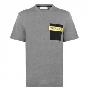 CALVIN KLEIN Nylon Pocket T Shirt - Grey P4A