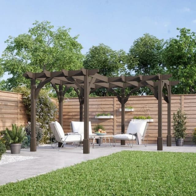 Rutland County Garden Furniture Corner Pergola - Wood - L360 X W360 Cm - Rustic Brown